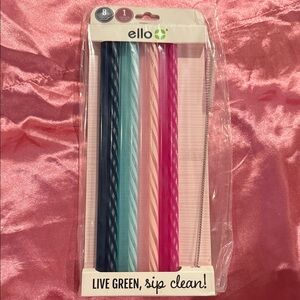 Reusable Straw Set - Multicolor eight straws, one cleaner brush 10”